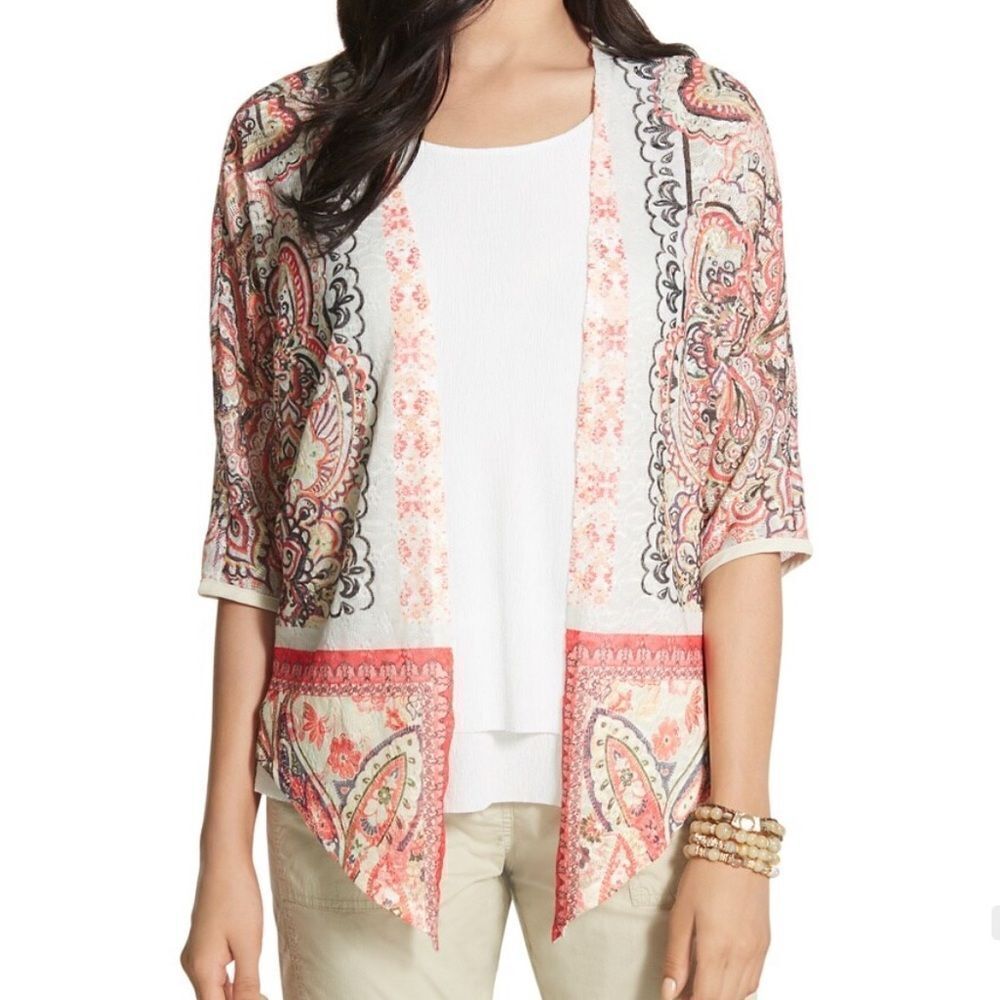 ! Chico’s Woven Mix Margarite Cardigan